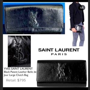 ❌ SOLD!! YSL Belle De Jour Monogram Black Patent Clutch